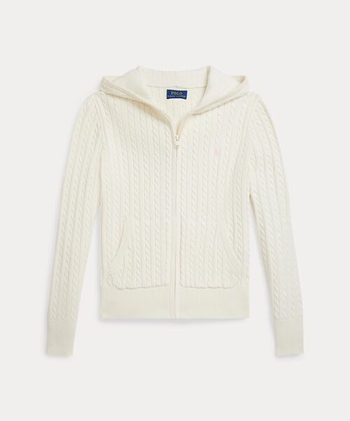 POLO RALPH LAUREN / ポロ ラルフ ローレン パーカー | (ガールズ 7才～16才)ミニケーブル コットン フルジップ フーディ（100ホワイト）