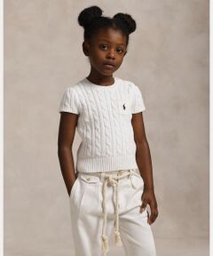 POLO RALPH LAUREN / ポロ ラルフ ローレン ニット・セーター | (ガールズ 2才～6才)ケーブルニット コットン ショートスリーブ セーター