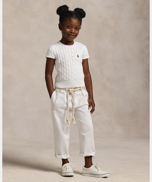 POLO RALPH LAUREN / ポロ ラルフ ローレン ニット・セーター | (ガールズ 2才～6才)ケーブルニット コットン ショートスリーブ セーター | 詳細3