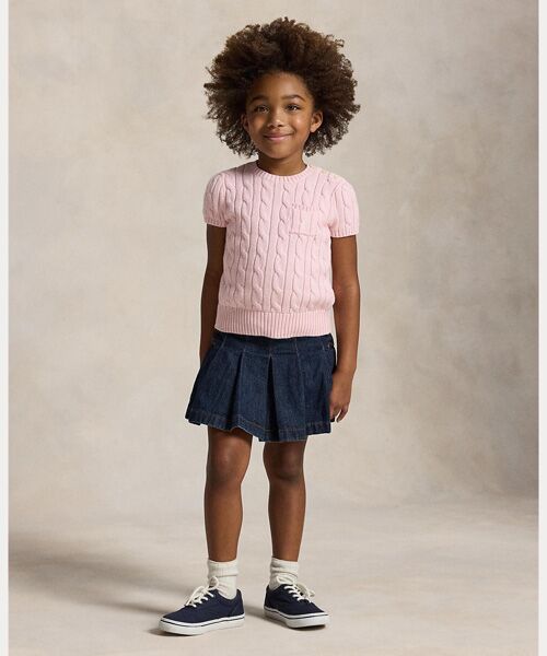 POLO RALPH LAUREN / ポロ ラルフ ローレン ニット・セーター | (ガールズ 2才～6才)ケーブルニット コットン ショートスリーブ セーター | 詳細3