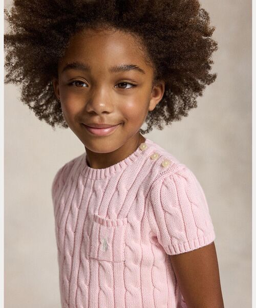 POLO RALPH LAUREN / ポロ ラルフ ローレン ニット・セーター | (ガールズ 2才～6才)ケーブルニット コットン ショートスリーブ セーター | 詳細4