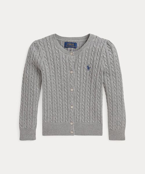 POLO RALPH LAUREN / ポロ ラルフ ローレン カーディガン・ボレロ | (ガールズ 2才～6才)ミニ ケーブル コットン カーディガン（020グレー）