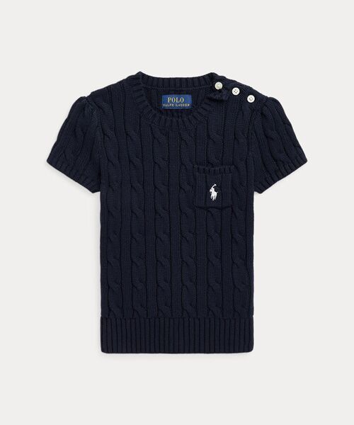POLO RALPH LAUREN / ポロ ラルフ ローレン ニット・セーター | (ガールズ 2才～6才)ケーブルニット コットン ショートスリーブ セーター | 詳細1