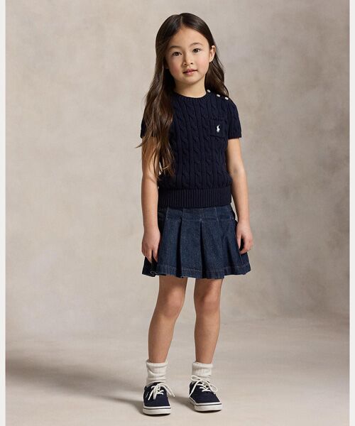 POLO RALPH LAUREN / ポロ ラルフ ローレン ニット・セーター | (ガールズ 2才～6才)ケーブルニット コットン ショートスリーブ セーター | 詳細3