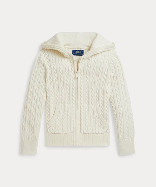 POLO RALPH LAUREN / ポロ ラルフ ローレン パーカー | (ガールズ 2才～6才)ミニケーブル コットン フルジップ フーディ（100ホワイト）