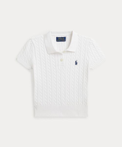 POLO RALPH LAUREN / ポロ ラルフ ローレン ニット・セーター | (ガールズ 2才～6才)ミニケーブル コットン Polo セーター（100ホワイト）