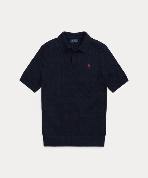 POLO RALPH LAUREN / ポロ ラルフ ローレン ニット・セーター | ケーブルニット コットン ポロカラー セーター | 詳細1