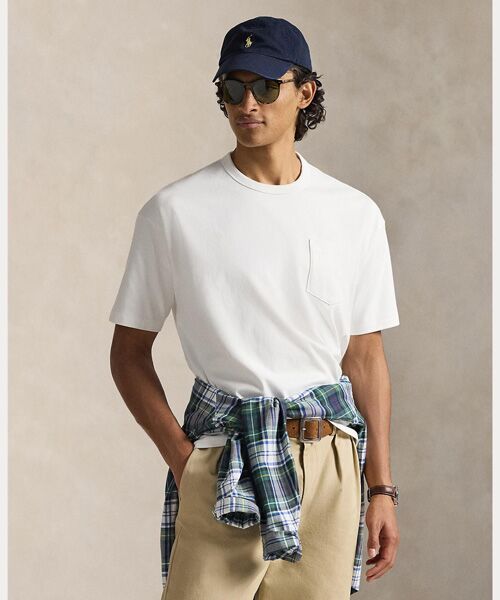 POLO RALPH LAUREN / ポロ ラルフ ローレン Tシャツ | ビッグ フィット ヘビーウェイト ジャージー Tシャツ（100ホワイト）
