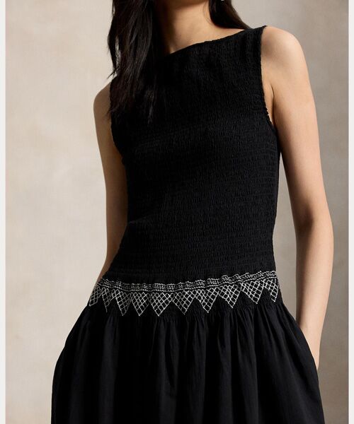 POLO RALPH LAUREN / ポロ ラルフ ローレン ドレス | スモックド コットン ボイル ドレス | 詳細4