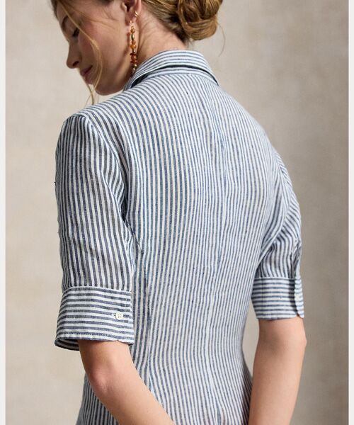 POLO RALPH LAUREN / ポロ ラルフ ローレン ロング・マキシ丈ワンピース | ストライプド リネン パネルド シャツドレス | 詳細5