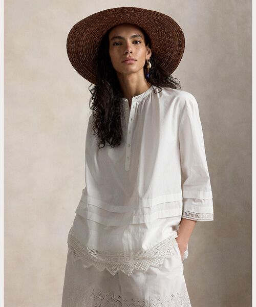 POLO RALPH LAUREN / ポロ ラルフ ローレン シャツ・ブラウス | クロシェトリム コットン シャツ（100ホワイト）