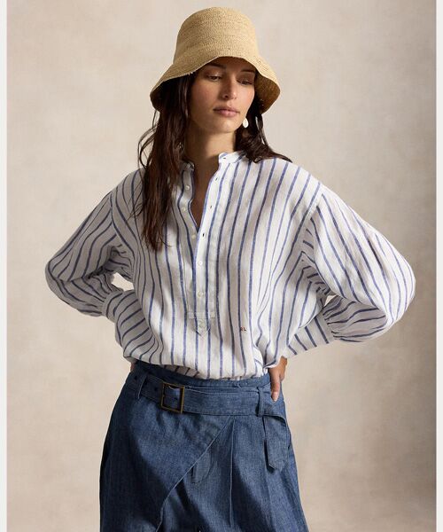 POLO RALPH LAUREN / ポロ ラルフ ローレン シャツ・ブラウス | ストライプド リネン シャツ（400ブルー）