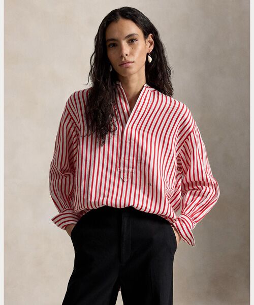 POLO RALPH LAUREN / ポロ ラルフ ローレン シャツ・ブラウス | ストライプド リネンコットン シャツ（100ホワイト）