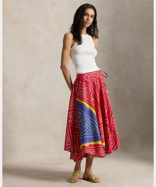POLO RALPH LAUREN / ポロ ラルフ ローレン ロング・マキシ丈スカート | プリント コットン ラップ スカート（999マルチカラー）