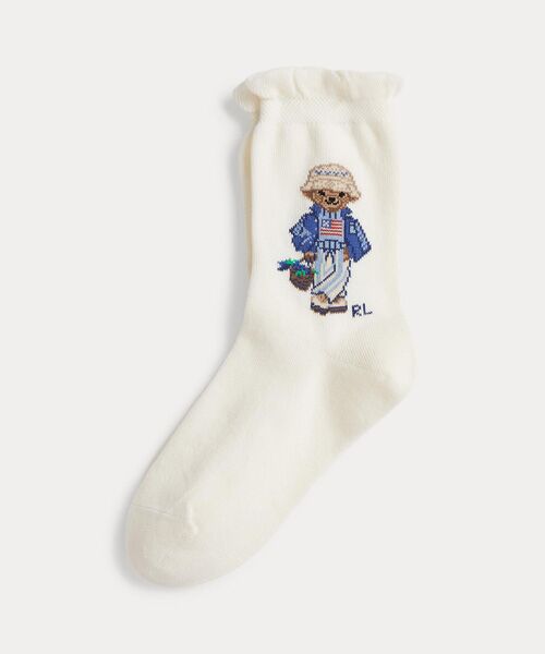POLO RALPH LAUREN / ポロ ラルフ ローレン ソックス | (ガールズ 7才～16才)Polo ベア クルー ソックス（100ホワイト）