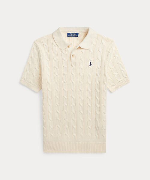 POLO RALPH LAUREN / ポロ ラルフ ローレン ニット・セーター | ケーブルニット コットン ポロカラー セーター | 詳細1