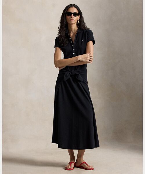 POLO RALPH LAUREN / ポロ ラルフ ローレン ロング・マキシ丈ワンピース | タイフロント メッシュ ポロ ドレス | 詳細5