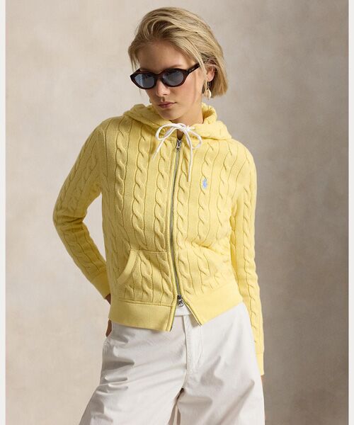 POLO RALPH LAUREN / ポロ ラルフ ローレン パーカー | ケーブルニット コットン フルジップ フーディ（700イエロー）