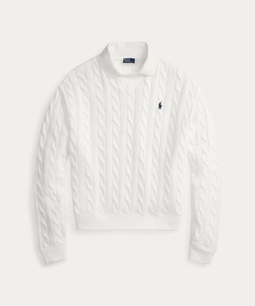 POLO RALPH LAUREN / ポロ ラルフ ローレン ニット・セーター | ケーブルニット コットン ポロカラー セーター | 詳細1