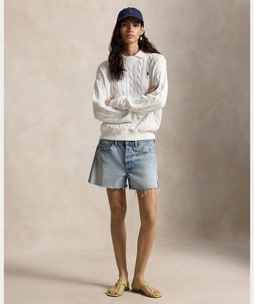 POLO RALPH LAUREN / ポロ ラルフ ローレン ニット・セーター | ケーブルニット コットン ポロカラー セーター | 詳細2