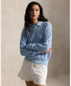 POLO RALPH LAUREN / ポロ ラルフ ローレン ニット・セーター | ケーブルニット コットン ポロカラー セーター