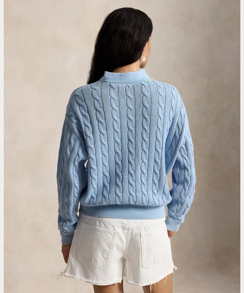 POLO RALPH LAUREN / ポロ ラルフ ローレン ニット・セーター | ケーブルニット コットン ポロカラー セーター | 詳細3