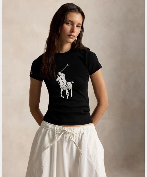 POLO RALPH LAUREN / ポロ ラルフ ローレン Tシャツ | Big Pony ストレッチコットン Tシャツ（001ブラック）