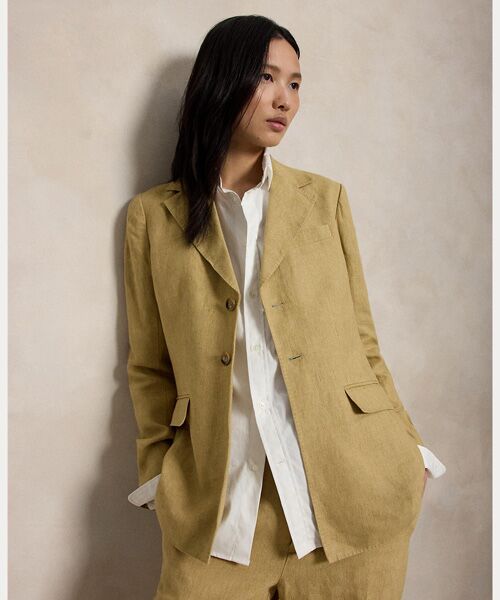 POLO RALPH LAUREN / ポロ ラルフ ローレン テーラードジャケット | シングルブレステッド デラヴェ リネン ブレザー(260ブラウン)