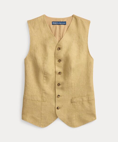 POLO RALPH LAUREN / ポロ ラルフ ローレン ベスト | ボタンド デラヴェ リネン ベスト | 詳細1