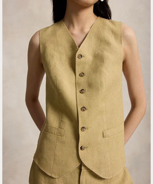 POLO RALPH LAUREN / ポロ ラルフ ローレン ベスト | ボタンド デラヴェ リネン ベスト | 詳細4