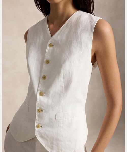 POLO RALPH LAUREN / ポロ ラルフ ローレン ベスト | ボタンド リネン ベスト | 詳細4