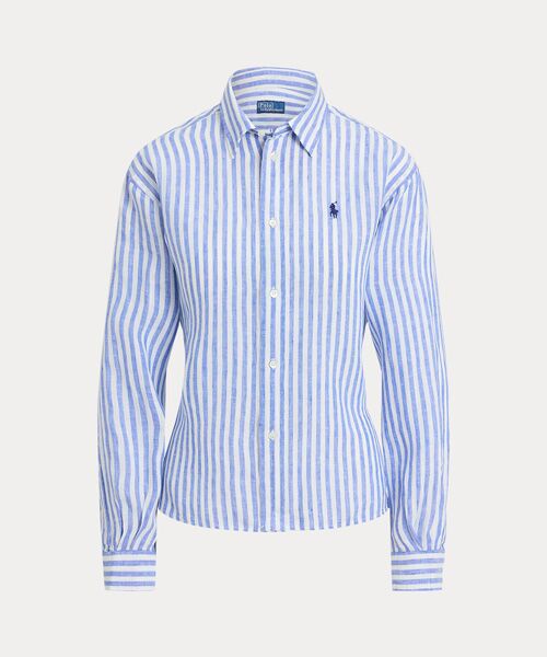 POLO RALPH LAUREN / ポロ ラルフ ローレン シャツ・ブラウス | ワイド クロップド ギンガム リネン シャツ（400ブルー）