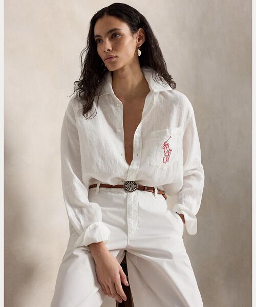 POLO RALPH LAUREN / ポロ ラルフ ローレン シャツ・ブラウス | オーバーサイズ フィット Big Pony リネン シャツ（100ホワイト）