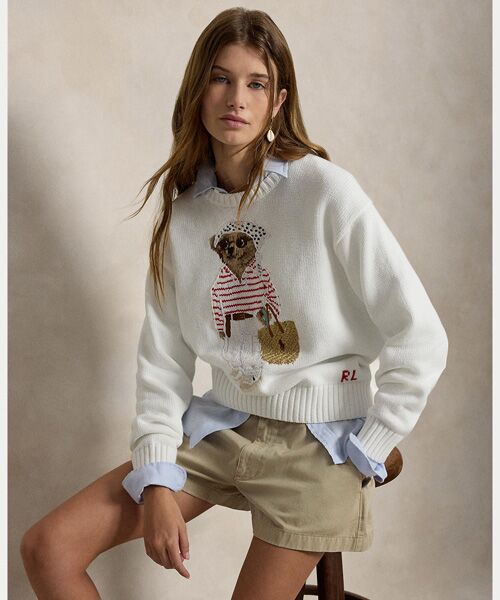 POLO RALPH LAUREN / ポロ ラルフ ローレン ニット・セーター | Polo ベア クルーネック セーター（100ホワイト）