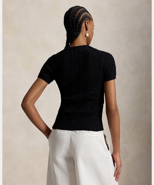 POLO RALPH LAUREN / ポロ ラルフ ローレン ニット・セーター | ケーブルニット コットン ショートスリーブ セーター | 詳細3