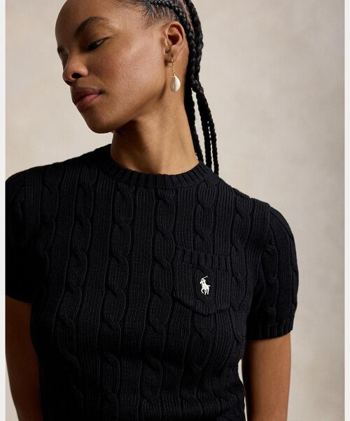 POLO RALPH LAUREN / ポロ ラルフ ローレン ニット・セーター | ケーブルニット コットン ショートスリーブ セーター | 詳細4