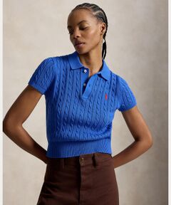 POLO RALPH LAUREN / ポロ ラルフ ローレン ポロシャツ | ケーブルニット コットン クロップド ポロシャツ