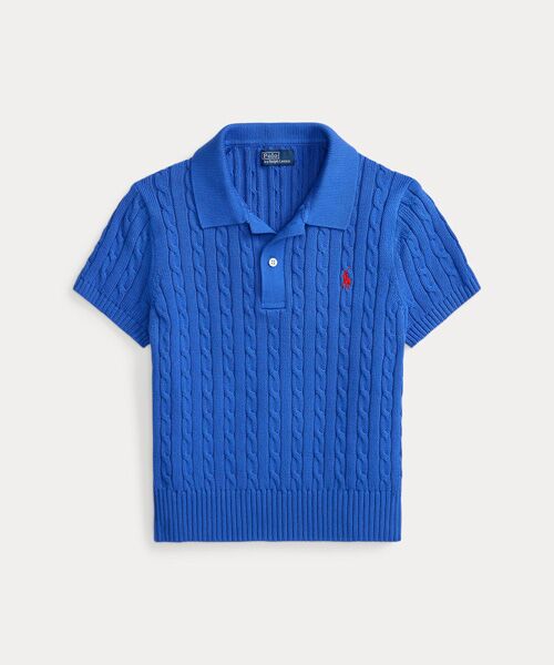 POLO RALPH LAUREN / ポロ ラルフ ローレン ポロシャツ | ケーブルニット コットン クロップド ポロシャツ | 詳細1