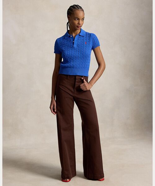 POLO RALPH LAUREN / ポロ ラルフ ローレン ポロシャツ | ケーブルニット コットン クロップド ポロシャツ | 詳細2