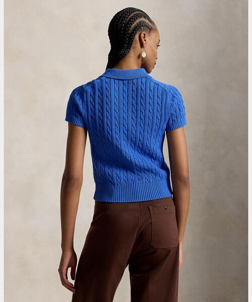 POLO RALPH LAUREN / ポロ ラルフ ローレン ポロシャツ | ケーブルニット コットン クロップド ポロシャツ | 詳細3