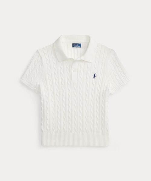POLO RALPH LAUREN / ポロ ラルフ ローレン ポロシャツ | ケーブルニット コットン クロップド ポロシャツ | 詳細1