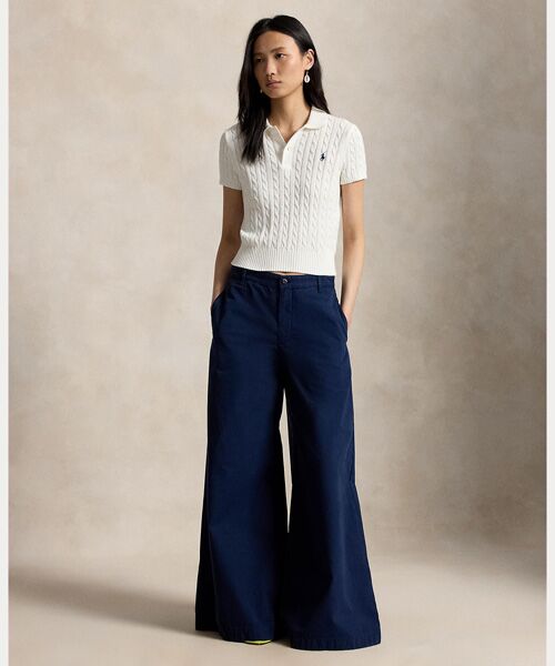 POLO RALPH LAUREN / ポロ ラルフ ローレン ポロシャツ | ケーブルニット コットン クロップド ポロシャツ | 詳細2