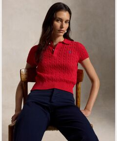 POLO RALPH LAUREN / ポロ ラルフ ローレン ポロシャツ | ケーブルニット コットン クロップド ポロシャツ
