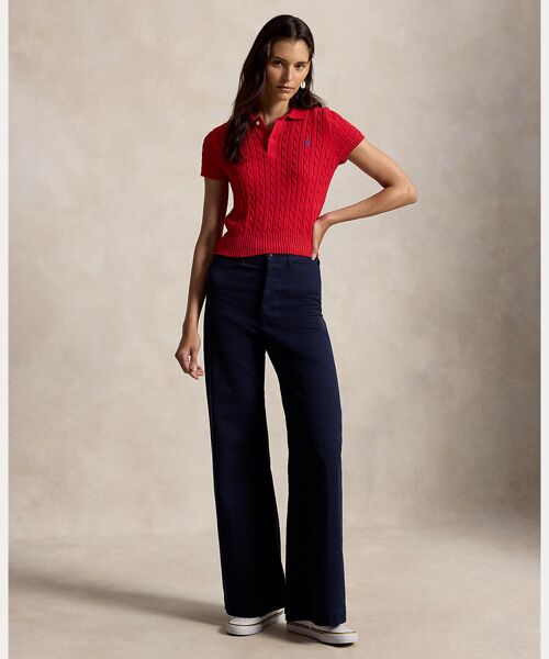 POLO RALPH LAUREN / ポロ ラルフ ローレン ポロシャツ | ケーブルニット コットン クロップド ポロシャツ | 詳細2