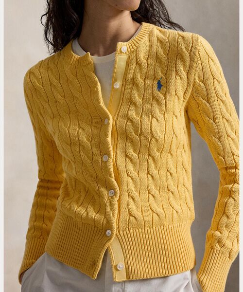 POLO RALPH LAUREN / ポロ ラルフ ローレン カーディガン・ボレロ | ケーブルニット コットン クルーネック カーディガン | 詳細4
