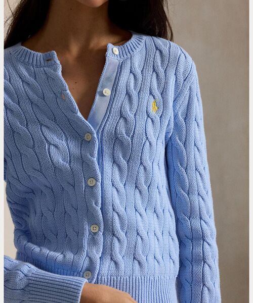 POLO RALPH LAUREN / ポロ ラルフ ローレン カーディガン・ボレロ | ケーブルニット コットン クルーネック カーディガン | 詳細4