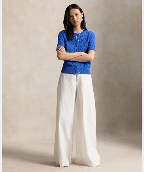 POLO RALPH LAUREN / ポロ ラルフ ローレン カーディガン・ボレロ | ケーブルニット コットン ショートスリーブ カーディガン | 詳細2