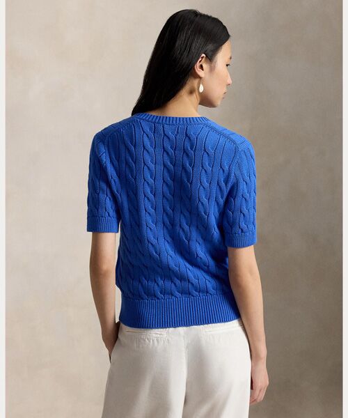 POLO RALPH LAUREN / ポロ ラルフ ローレン カーディガン・ボレロ | ケーブルニット コットン ショートスリーブ カーディガン | 詳細3