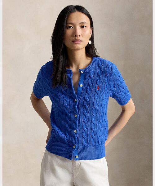 POLO RALPH LAUREN / ポロ ラルフ ローレン カーディガン・ボレロ | ケーブルニット コットン ショートスリーブ カーディガン | 詳細5