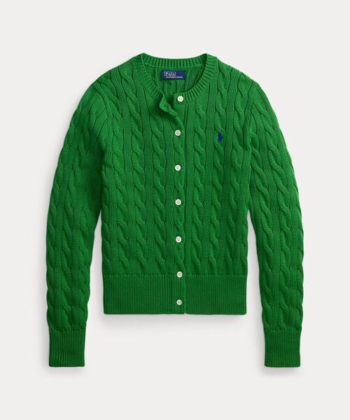 POLO RALPH LAUREN / ポロ ラルフ ローレン カーディガン・ボレロ | ケーブルニット コットン クルーネック カーディガン | 詳細1